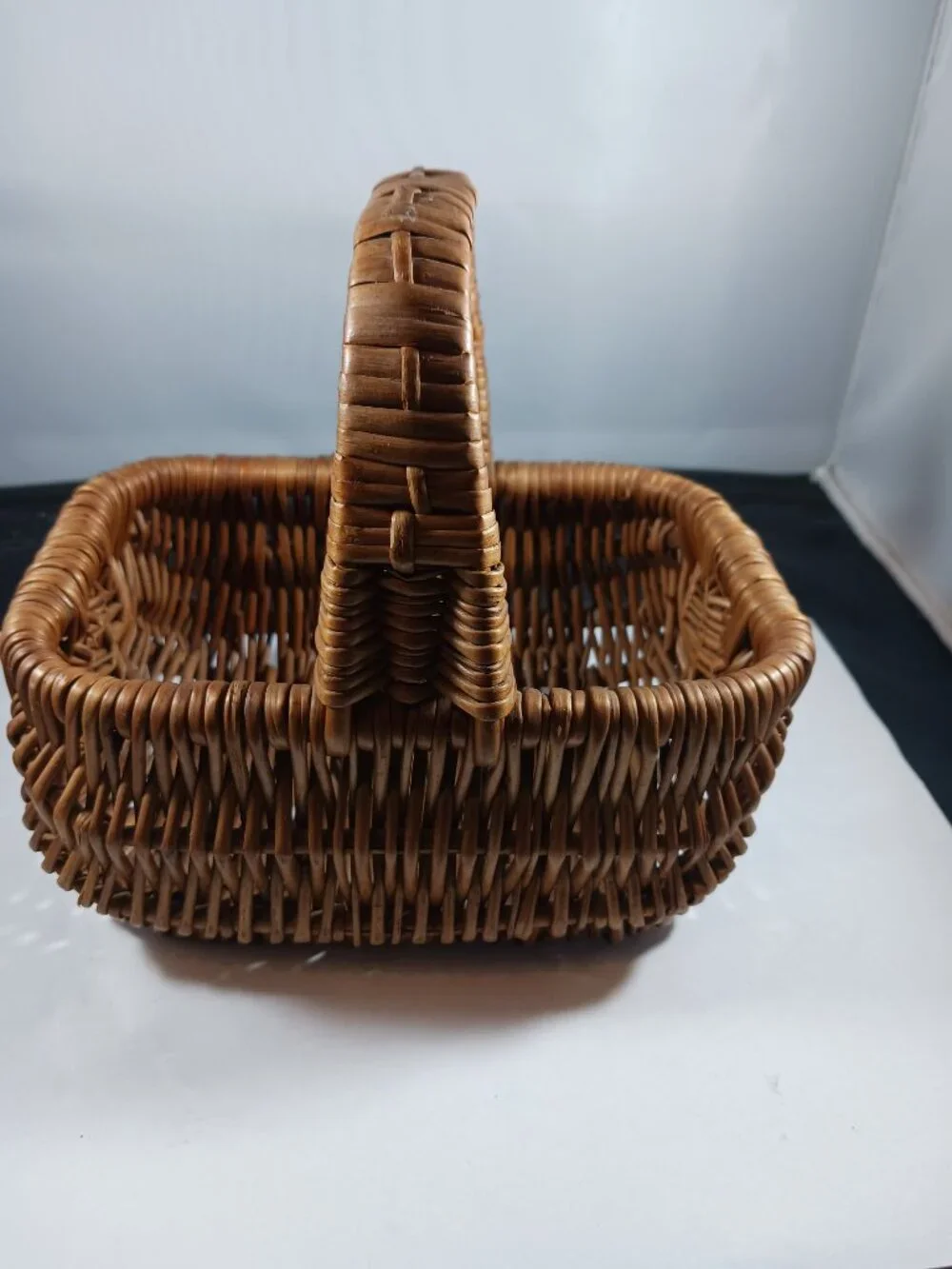 Vintage Mini Wicker Basket with Handle Farmhouse Primitive Style Decor